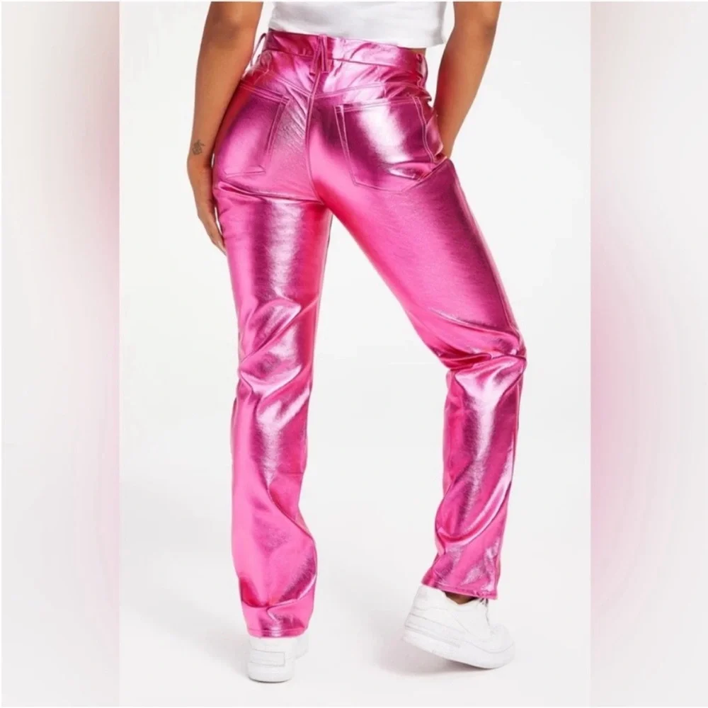 Good American Metallic Pink Good Icon Faux Leather Pants Size 28 - Picture 6 of 16
